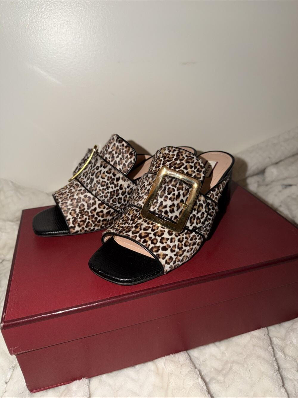Bally Janaya 6228175 Women’s Leopard Print Calf Hair Sandals MSRP $950 Size 6.5
